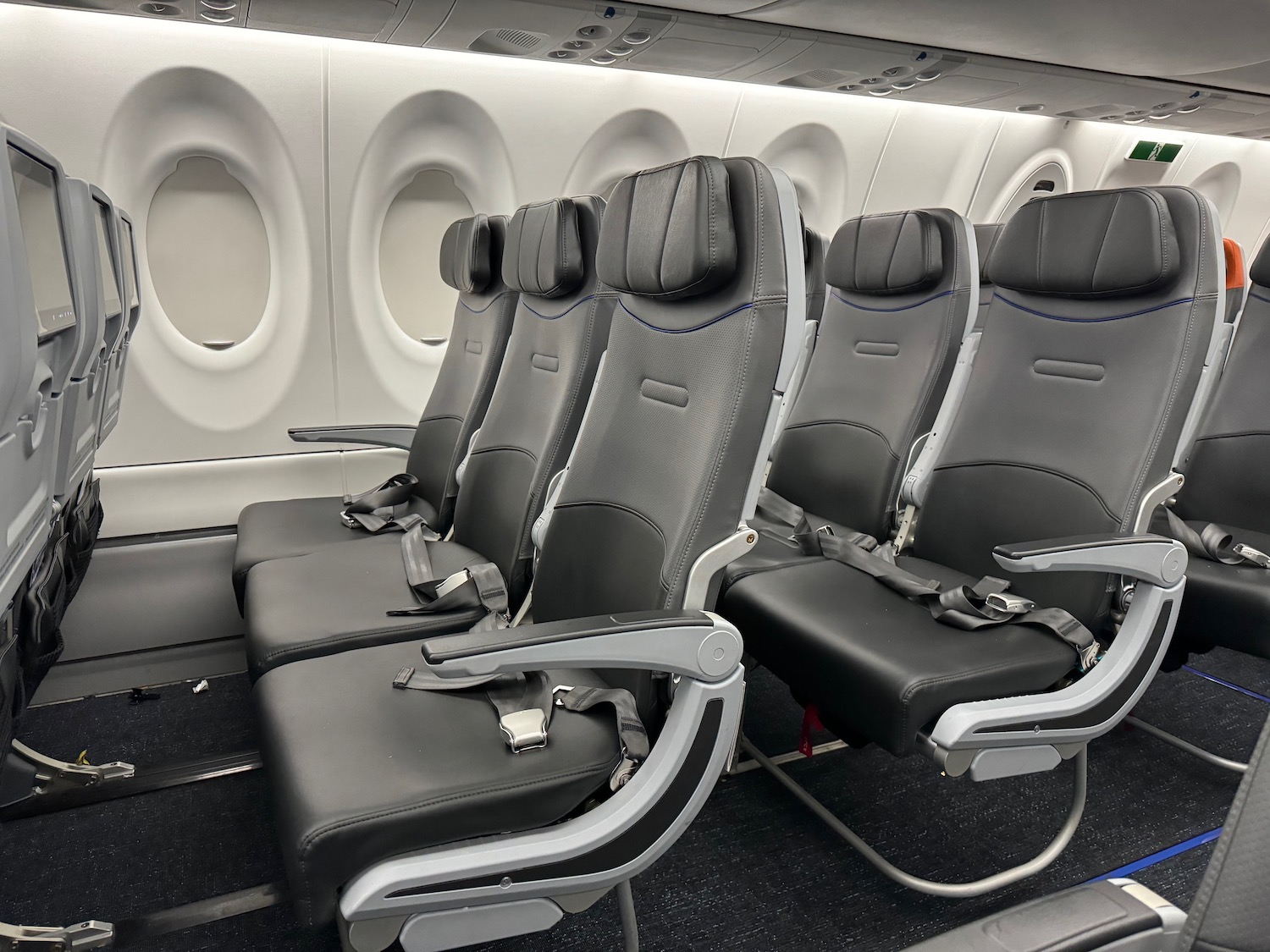 a row of seats in an airplane