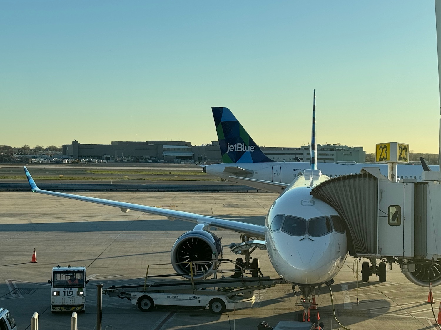 a plane parked on the tarmac