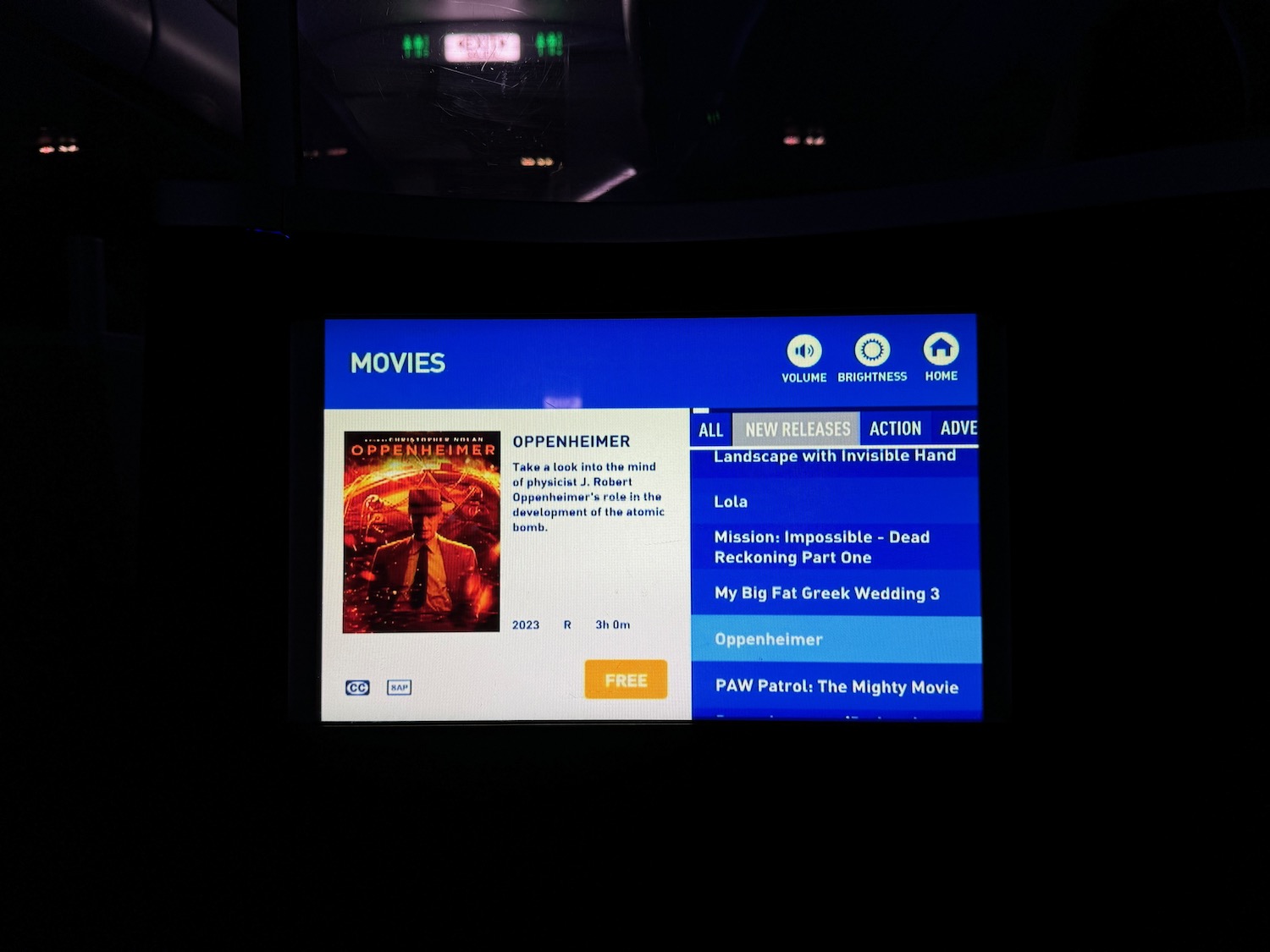 a screen with a movie on it