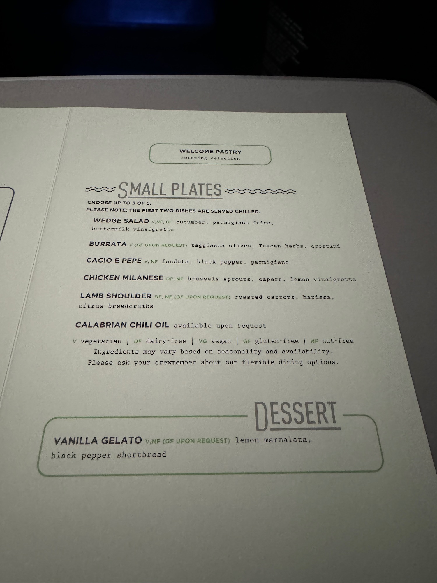 a menu on a table