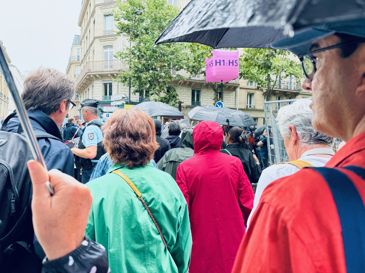 a group of people walking with umbrellas