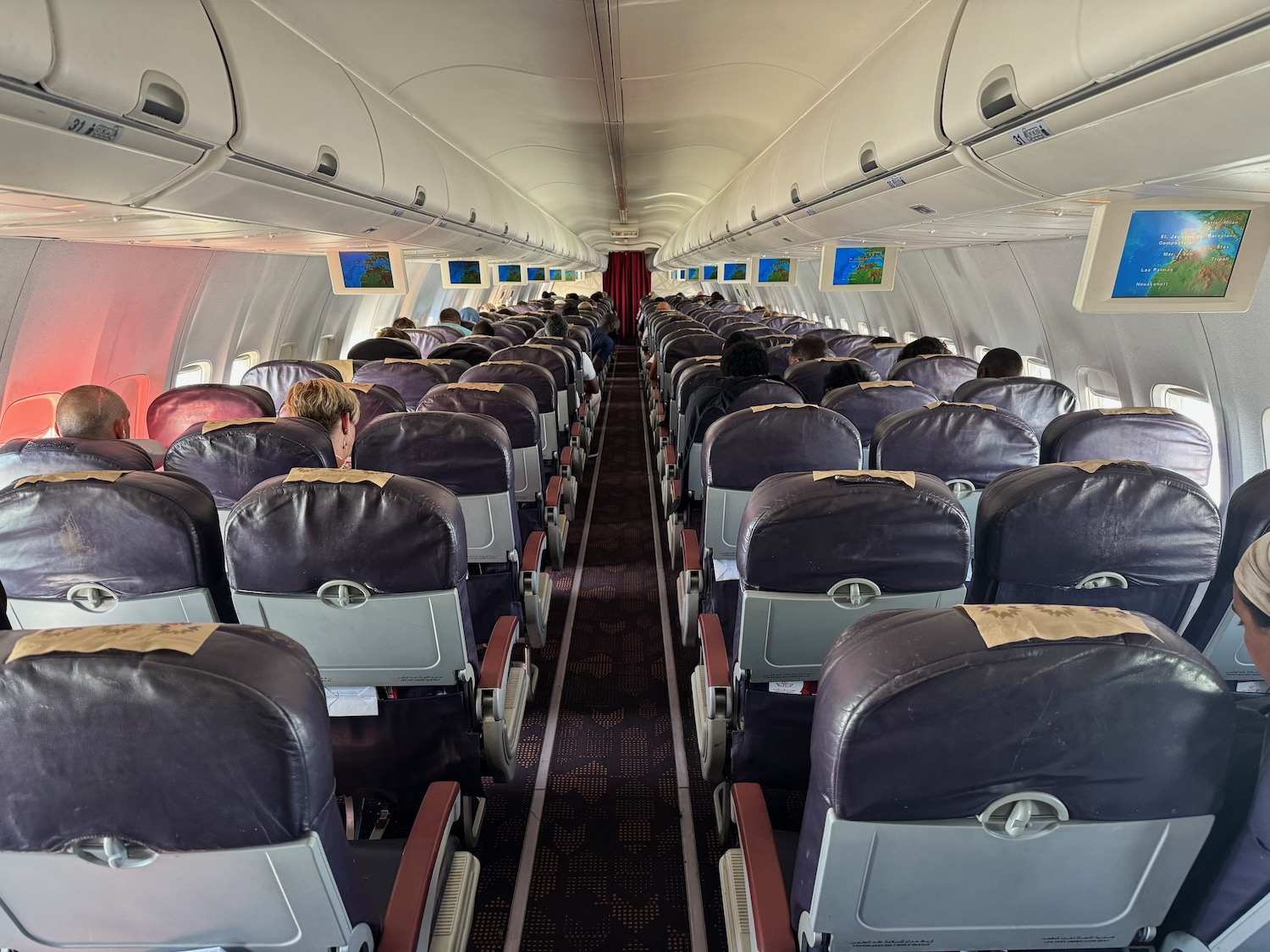 a row of seats in an airplane