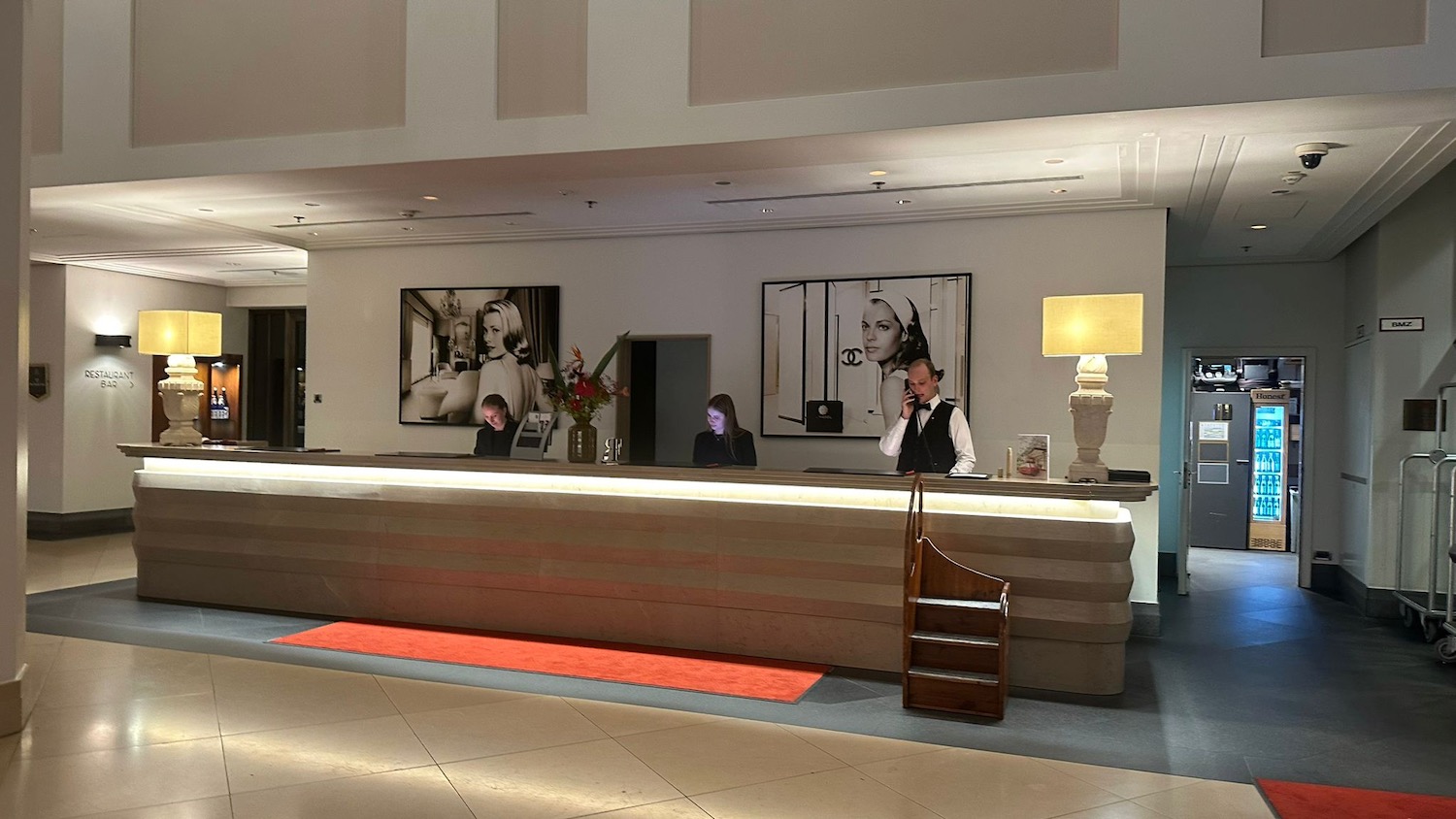 a hotel reception desk