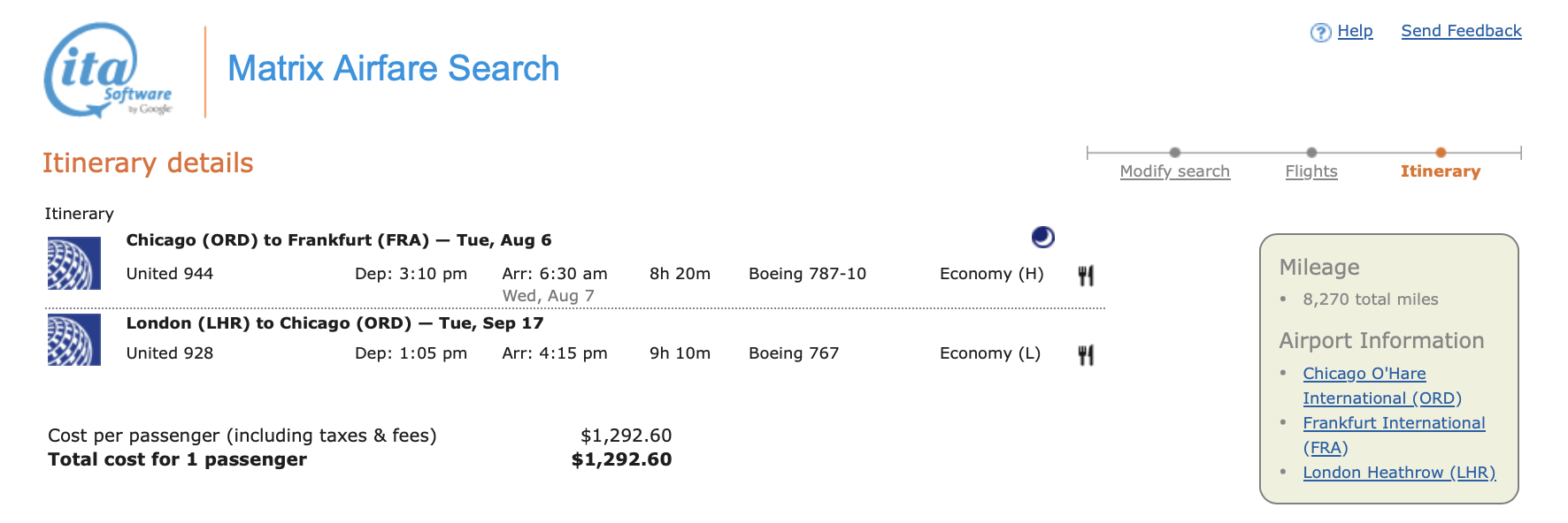 a screenshot of a flight schedule