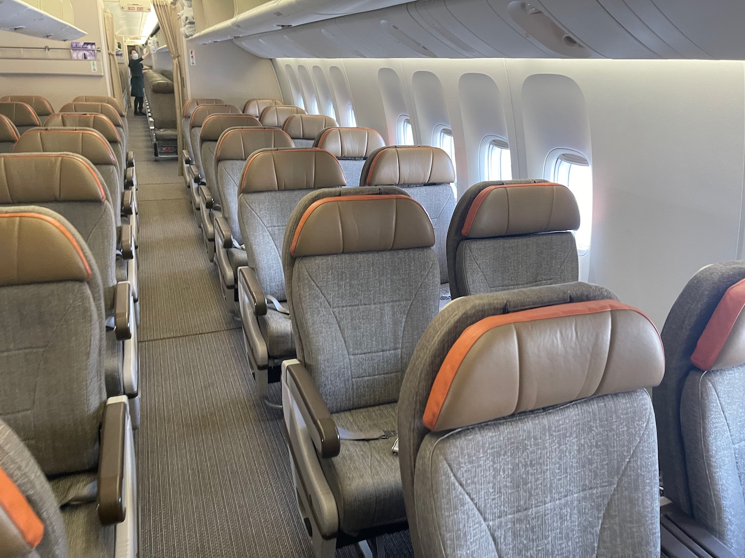 a row of seats in an airplane