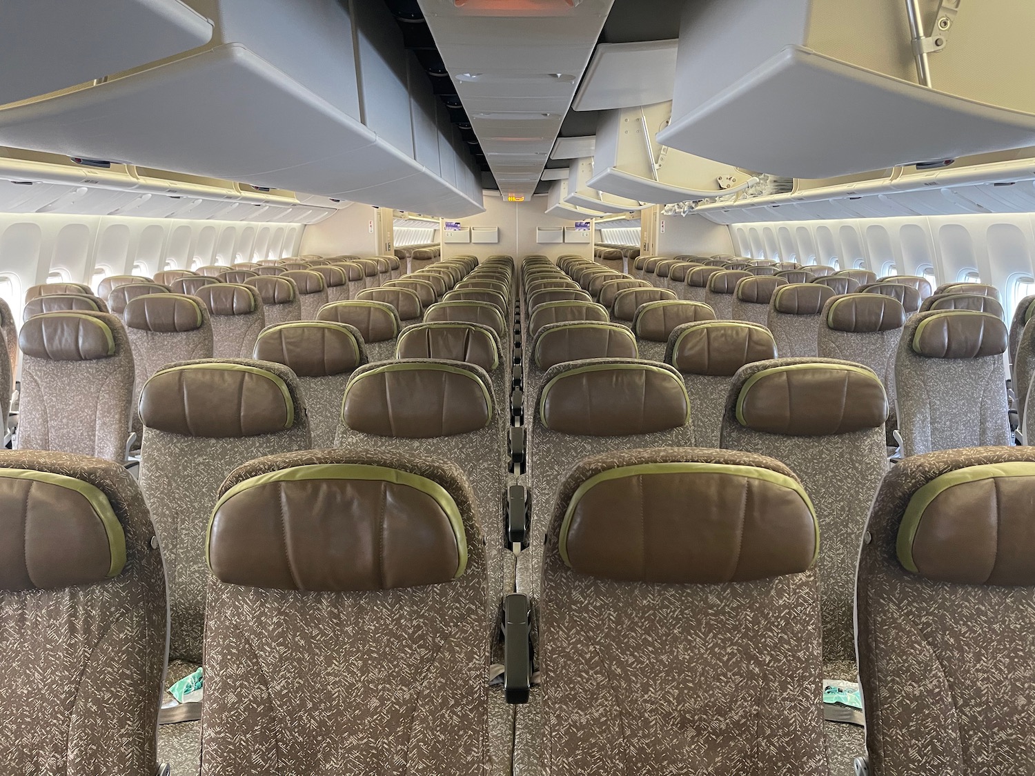 a row of seats in an airplane