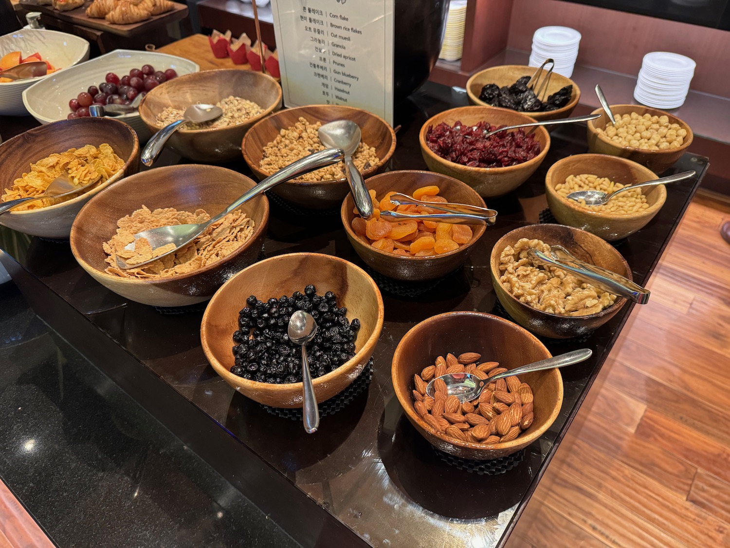 a group of bowls of food