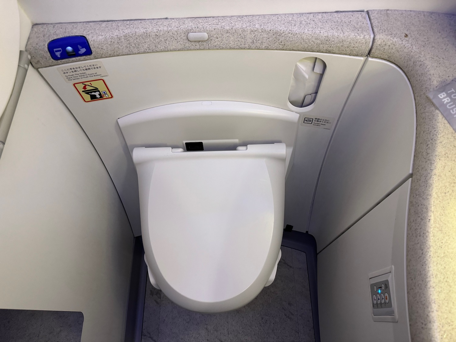 a toilet in a plane