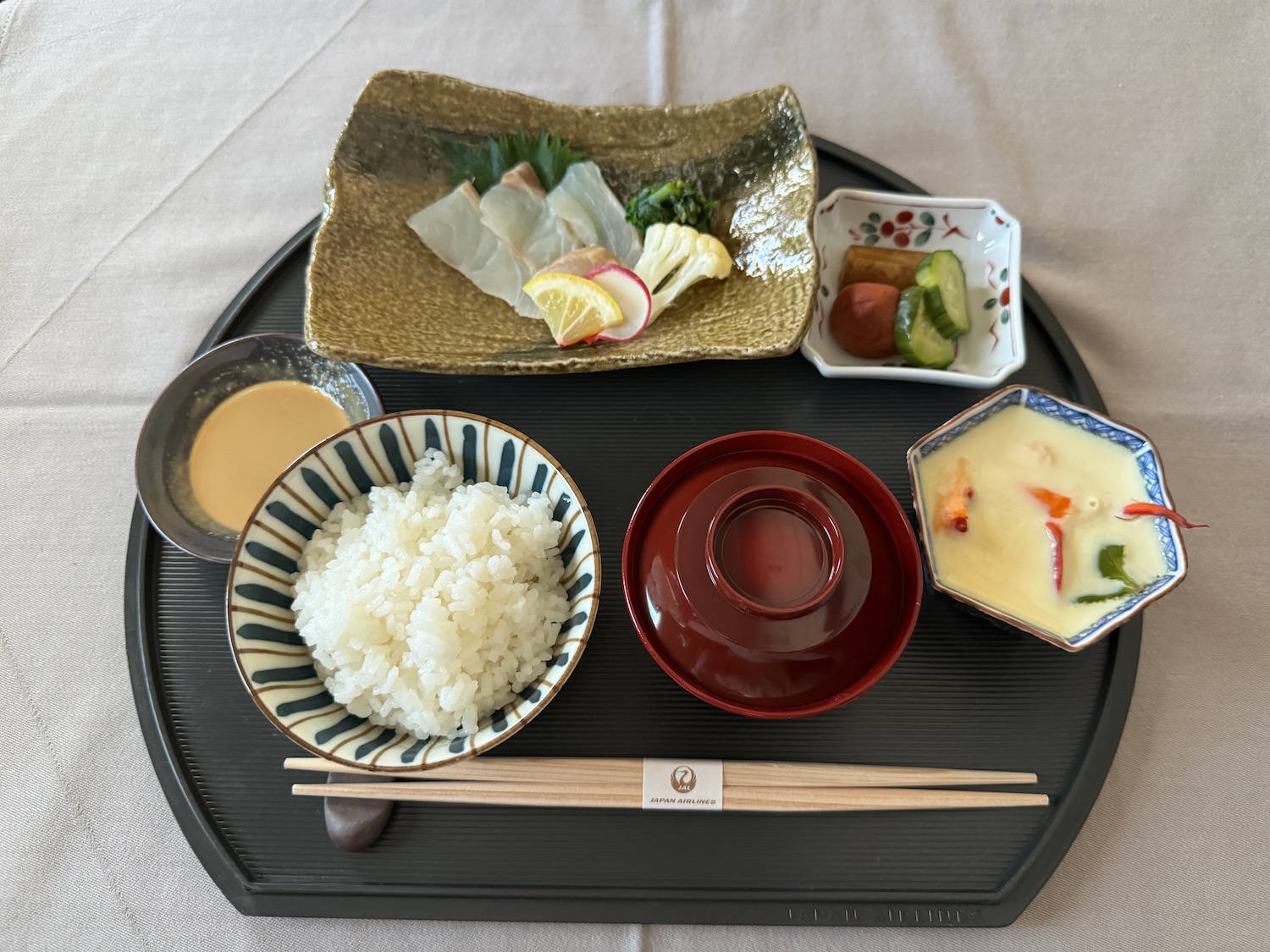 a tray with food on it