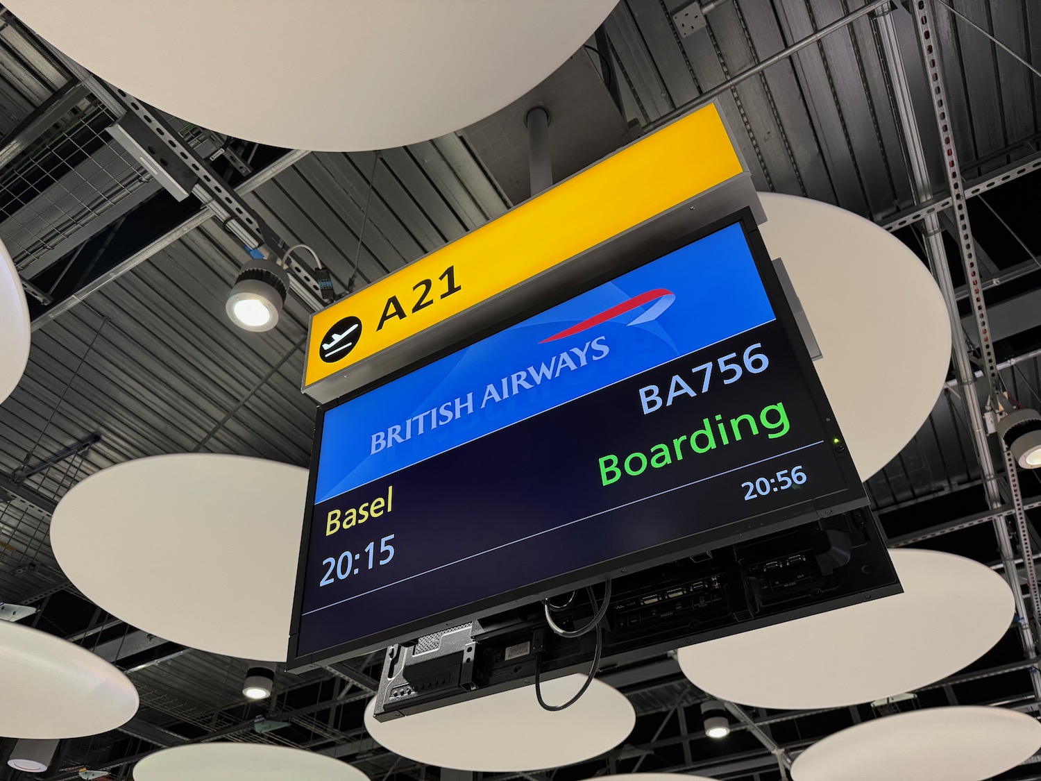 a sign with a flight schedule