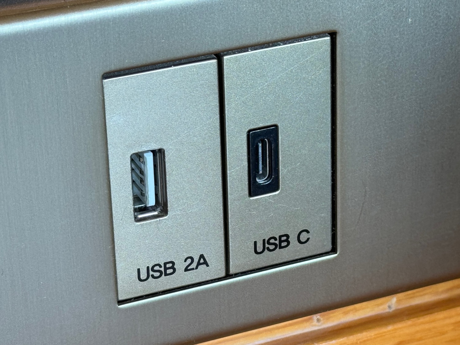 a close up of a wall outlet