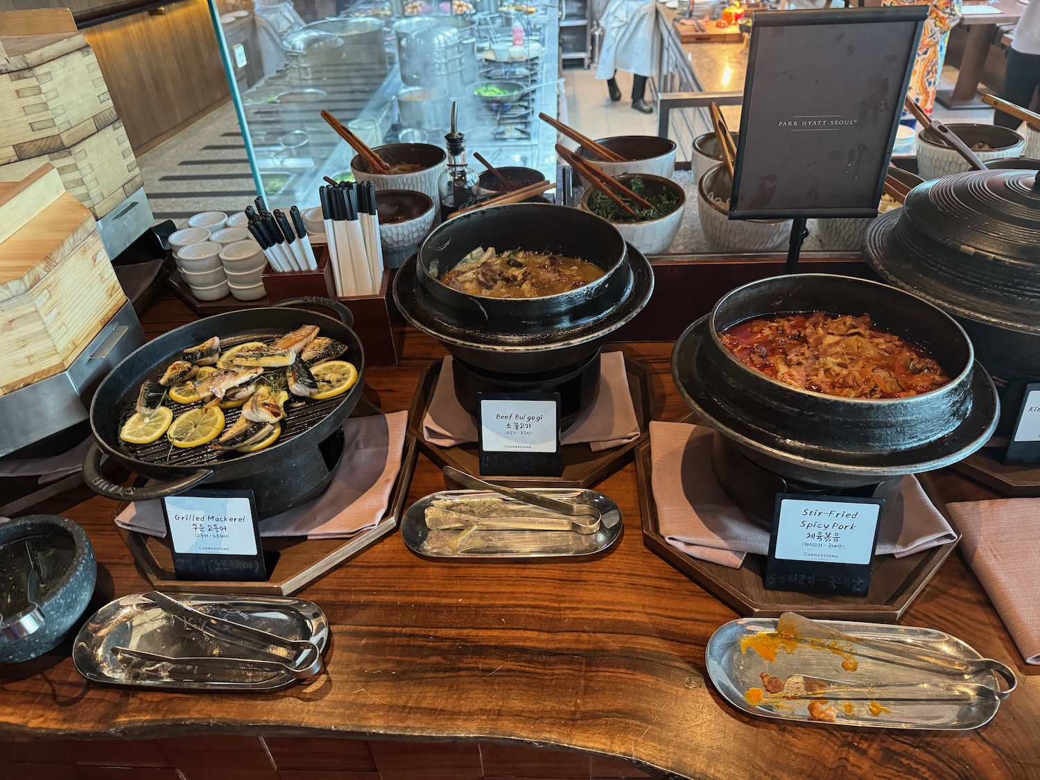 a table with bowls of food