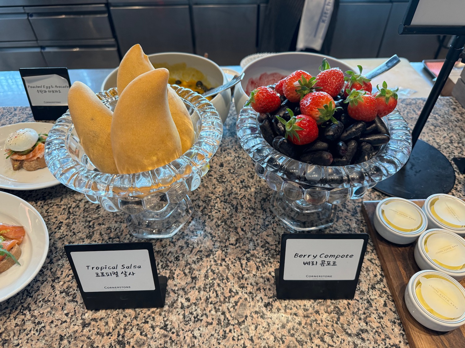 a table with bowls of food