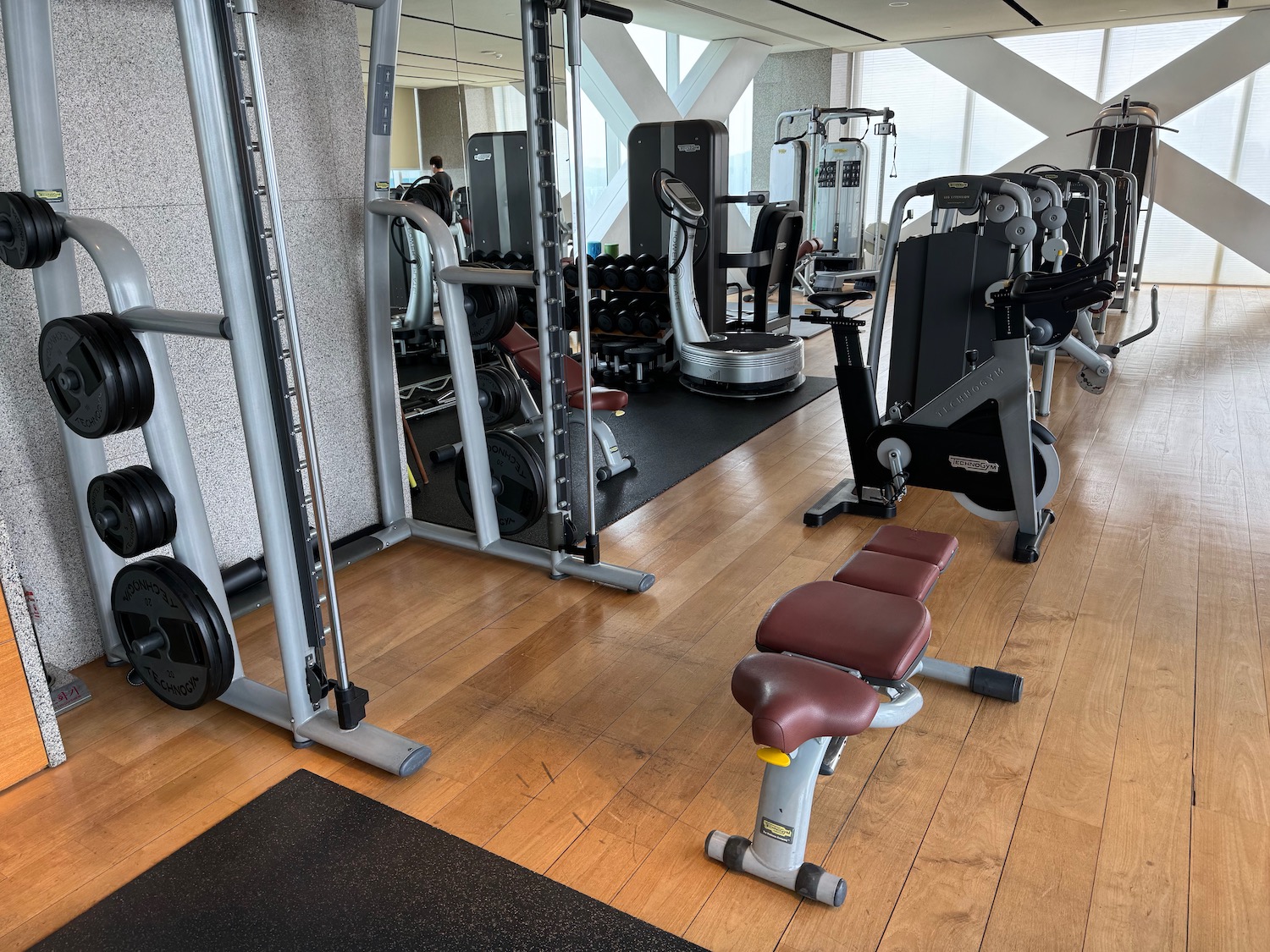 a gym with exercise equipment