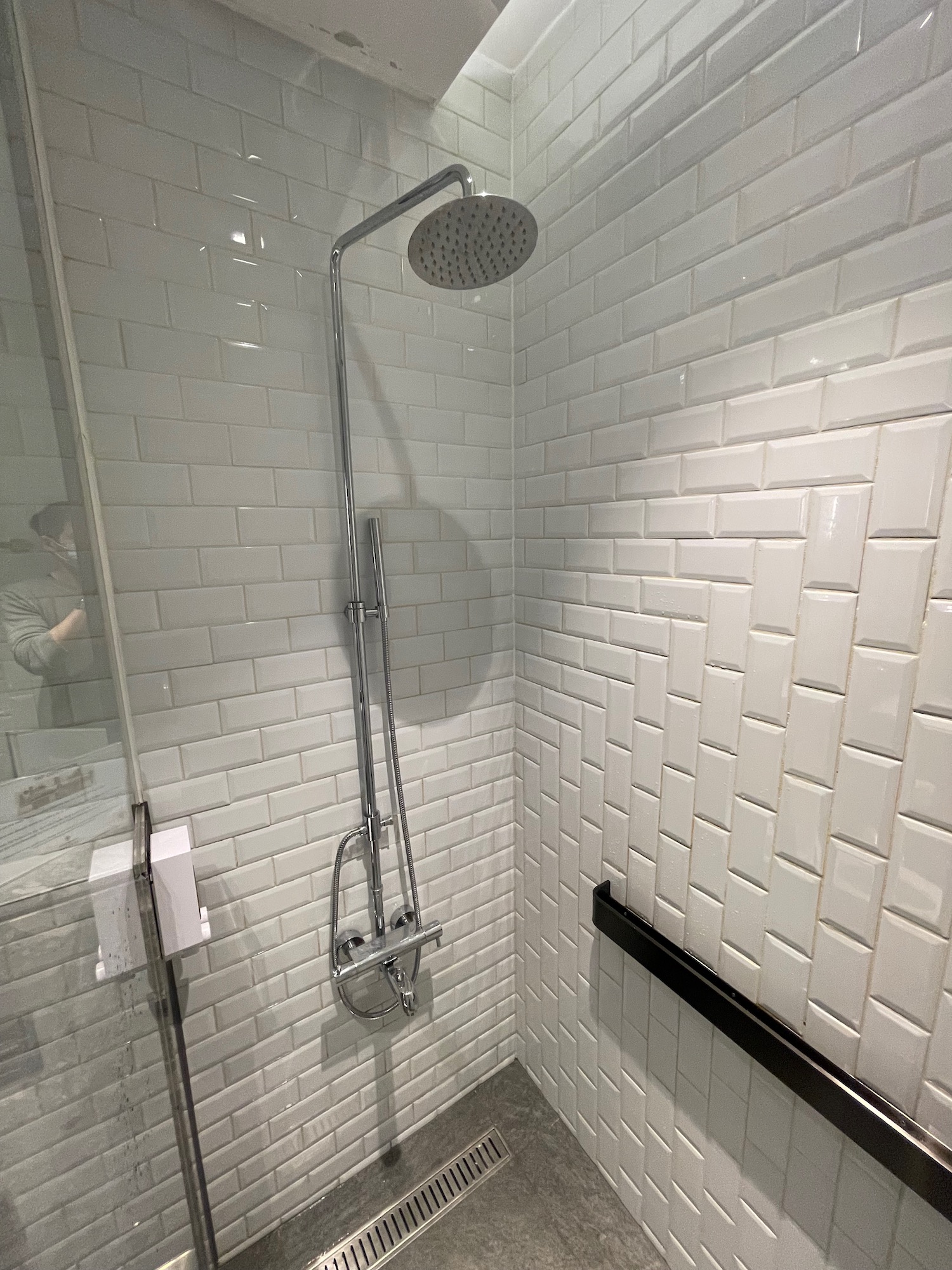 a shower with shower head