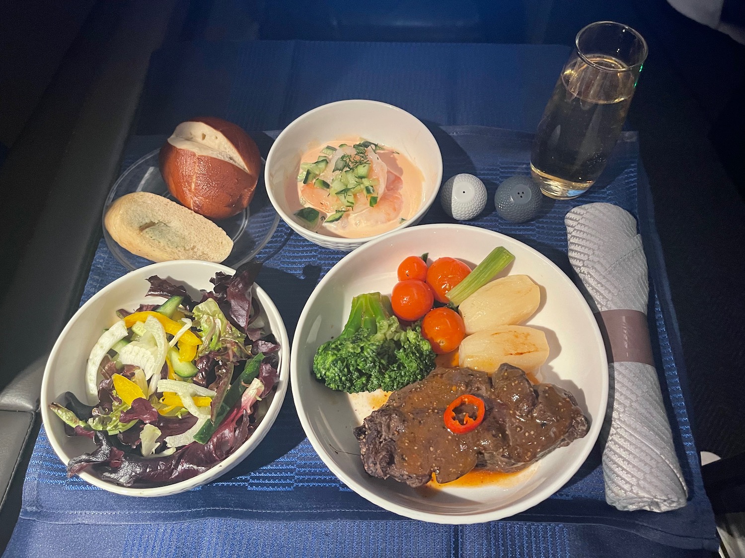 a plate of food on a tray