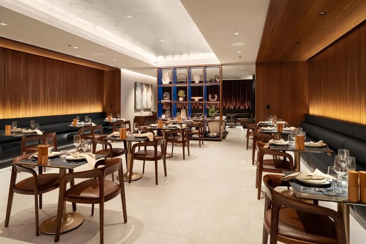 a restaurant with tables and chairs