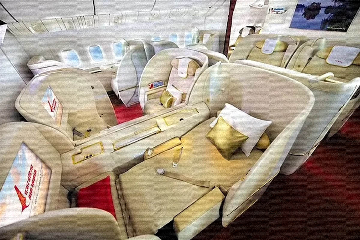 a plane with a few seats