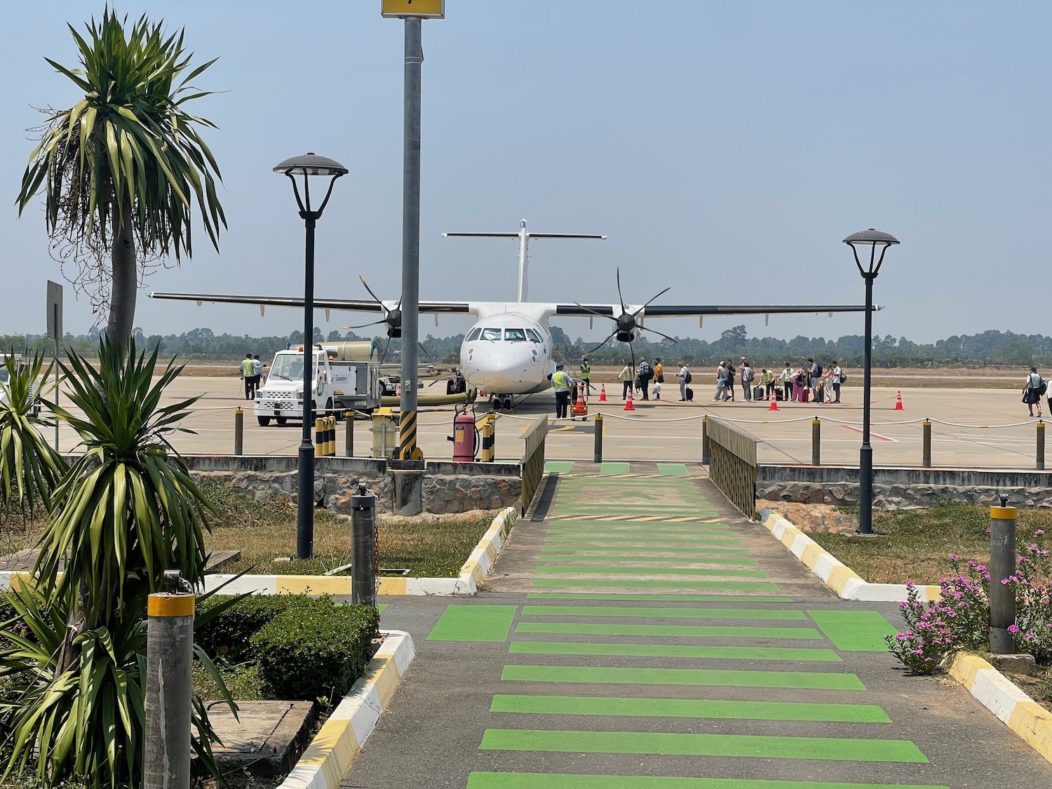 a plane on the runway