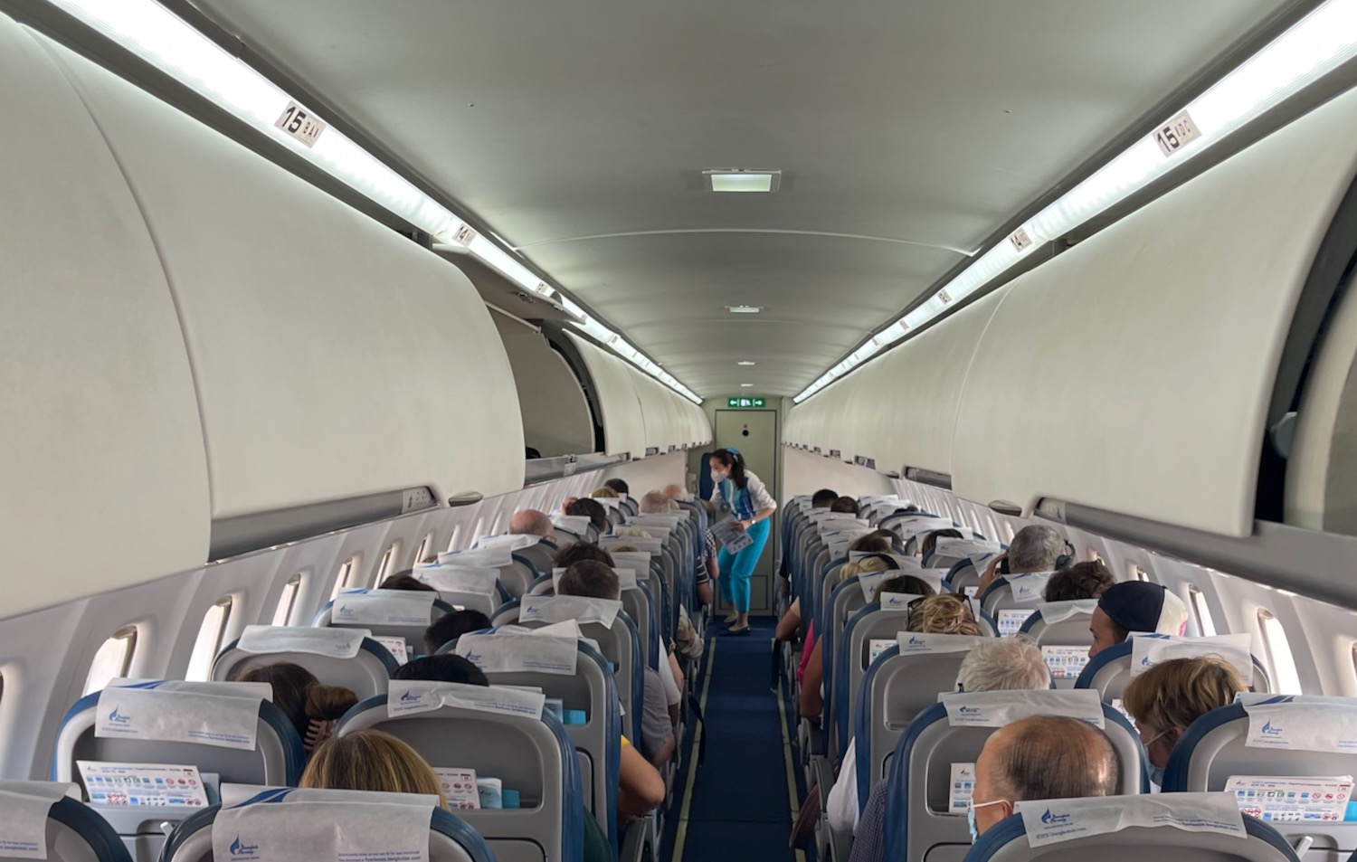 a group of people on an airplane