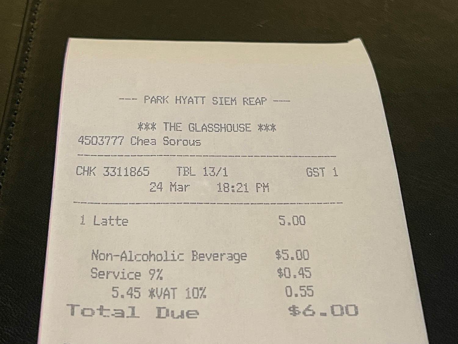 a receipt on a table