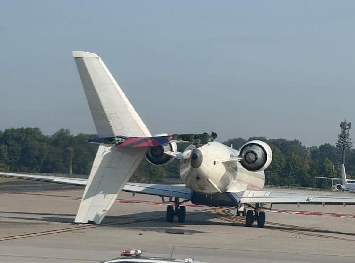 a plane on the runway