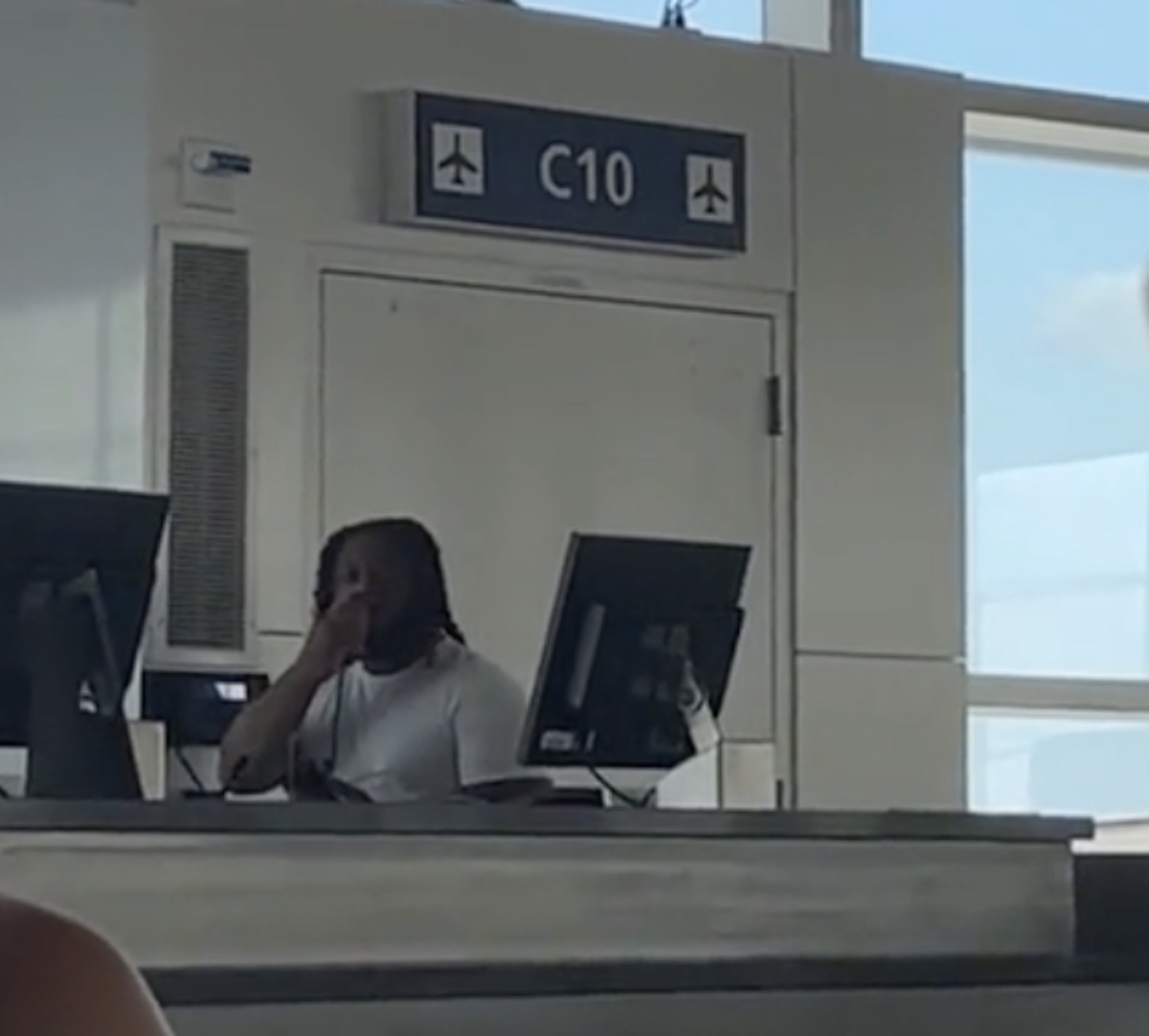 a person sitting at a desk