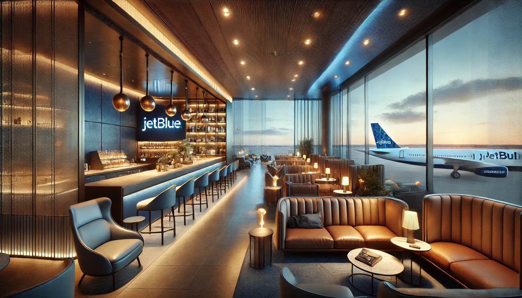 a lounge area with a bar and chairs