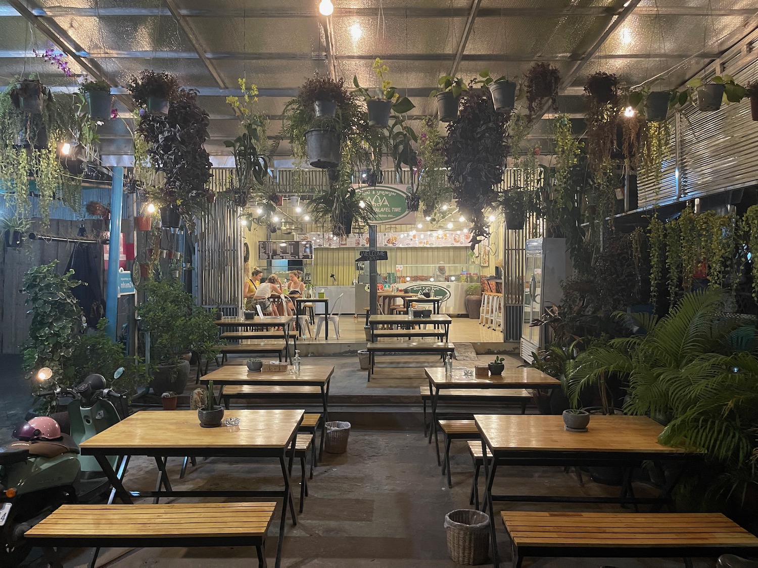 tables and chairs in a restaurant