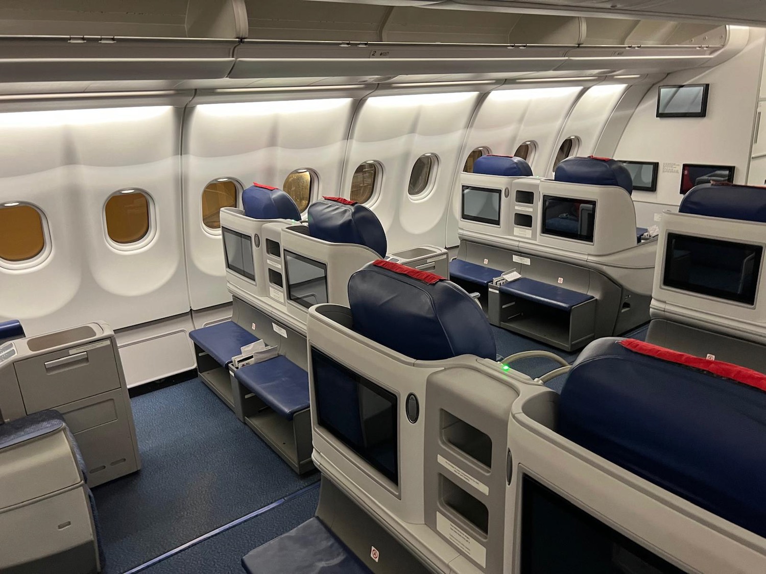 a plane with seats and windows