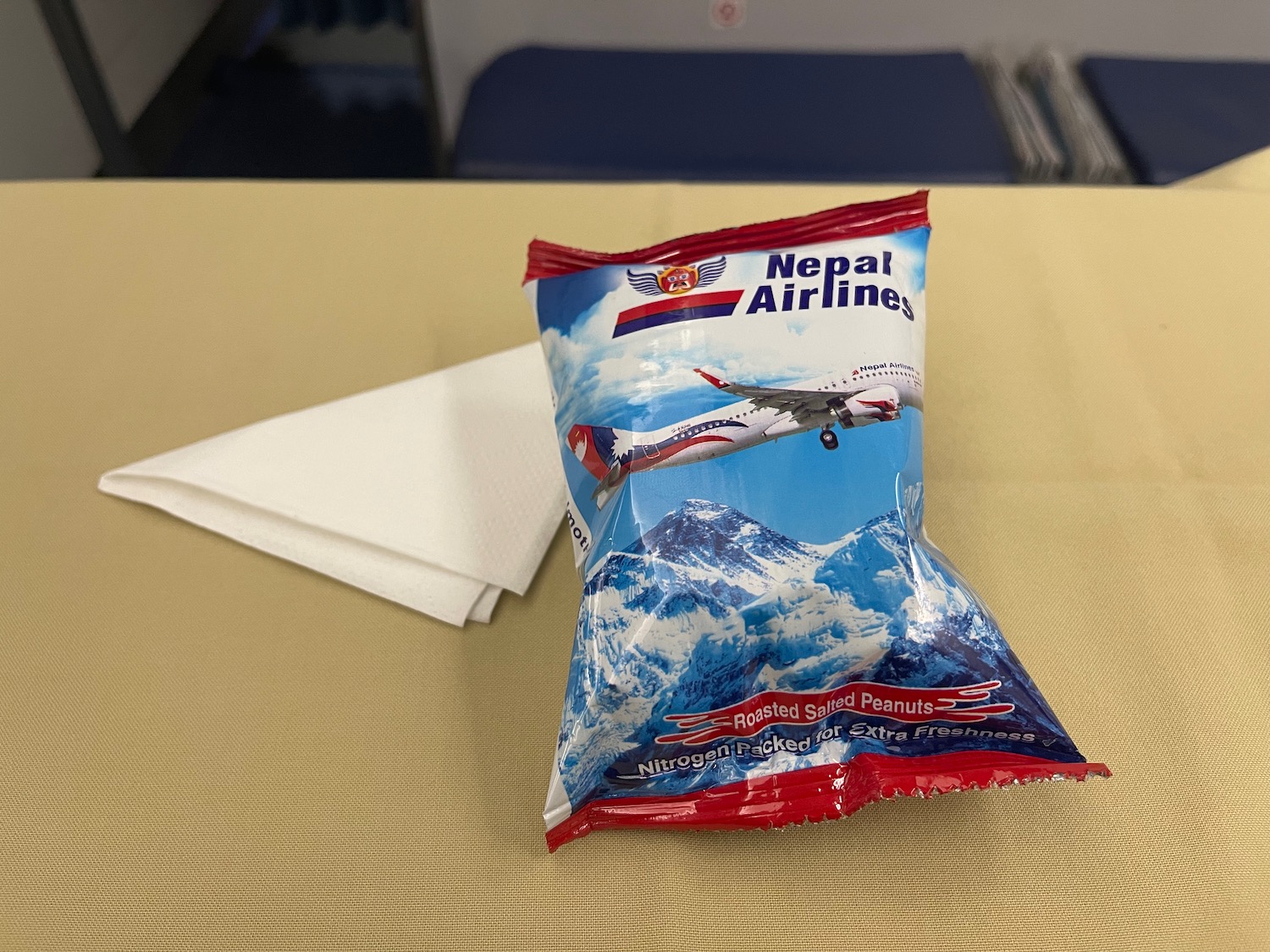 a bag of peanuts on a table