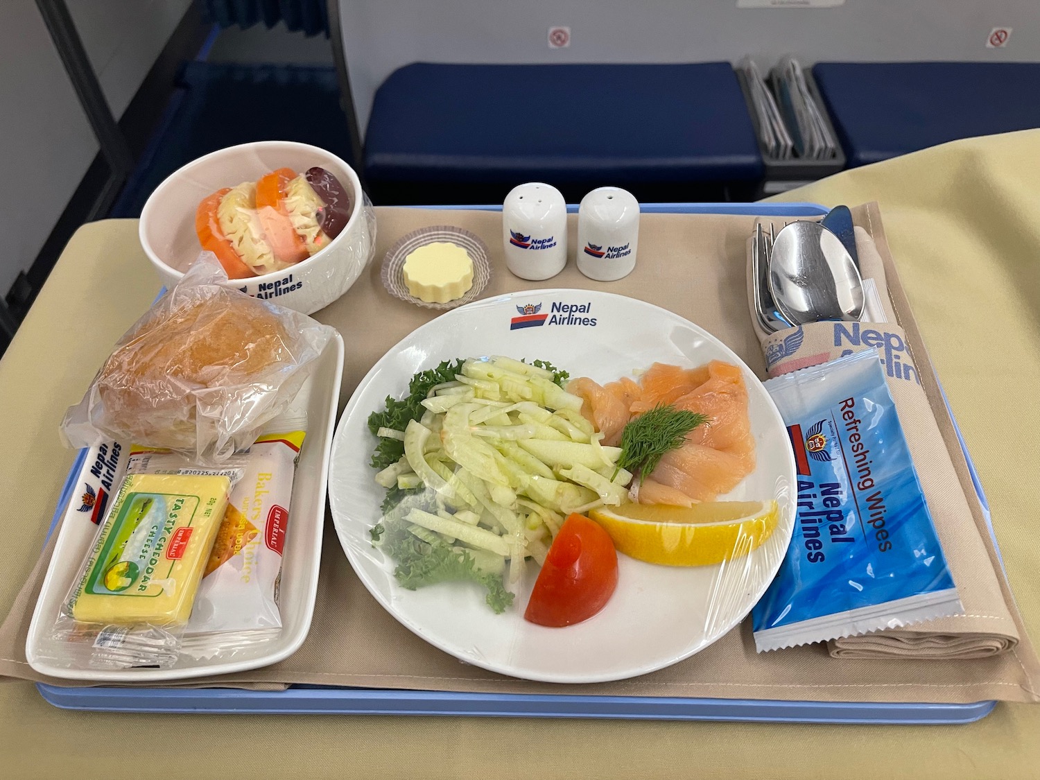 a tray with food on it