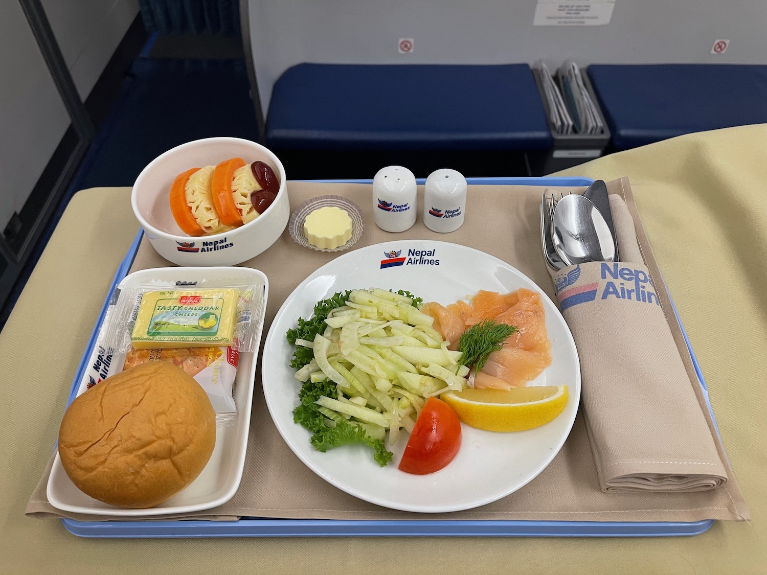 a tray with food on it