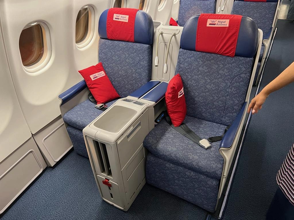 a seat in an airplane