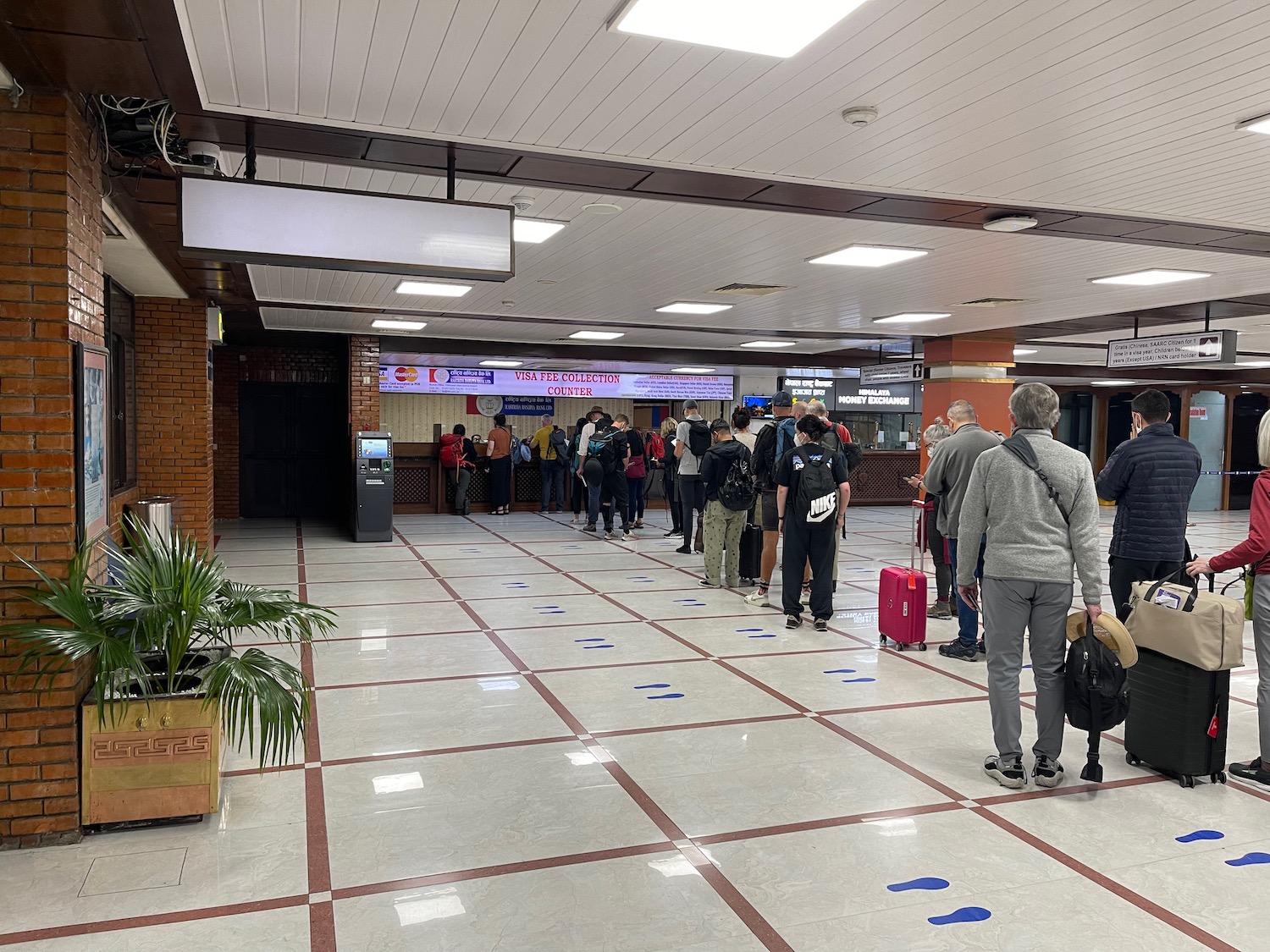 a group of people standing in a line