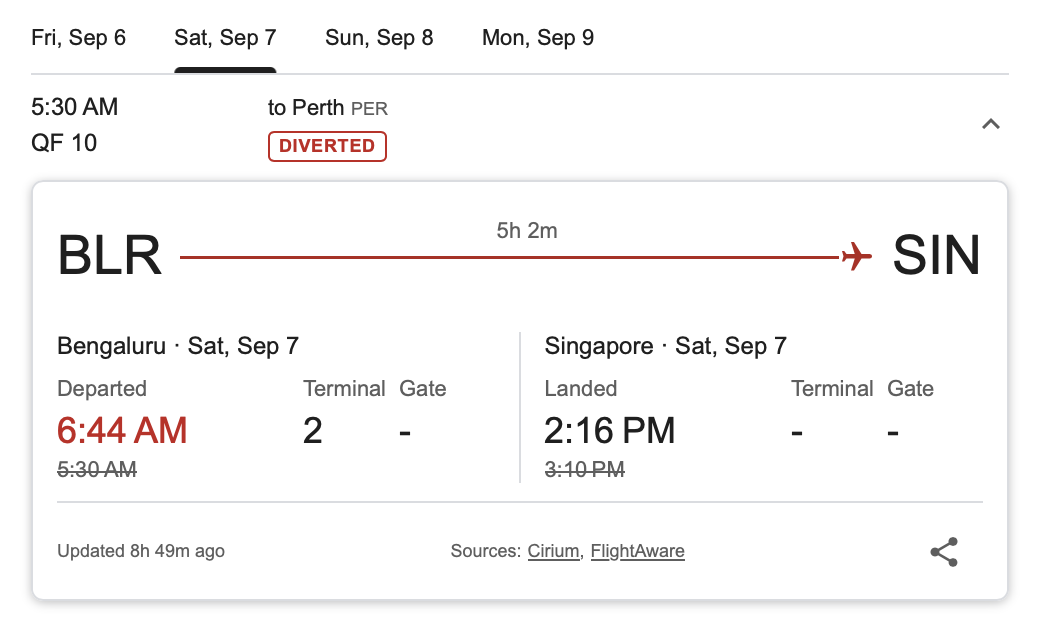 a screenshot of a flight schedule