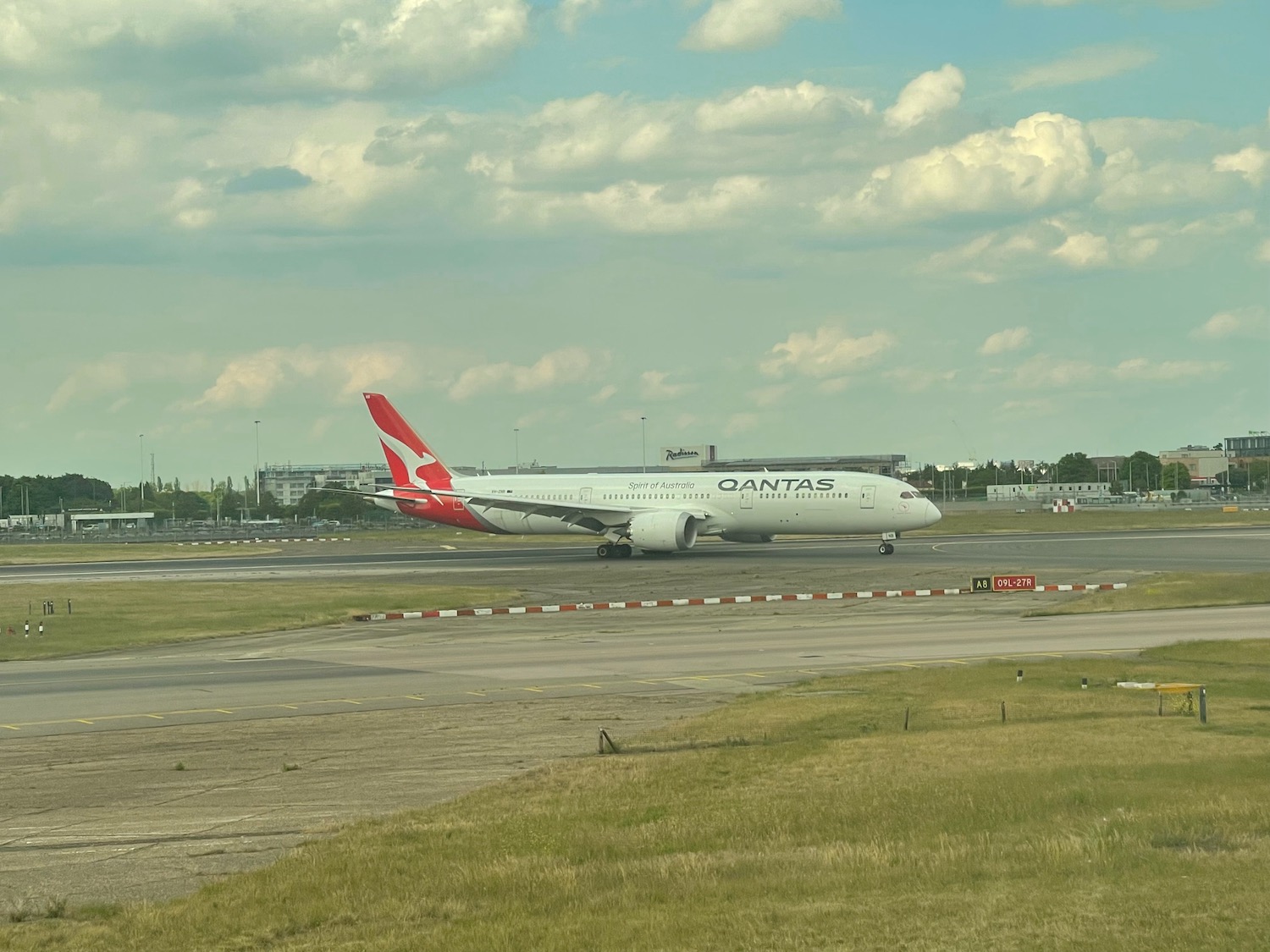 a plane on the runway