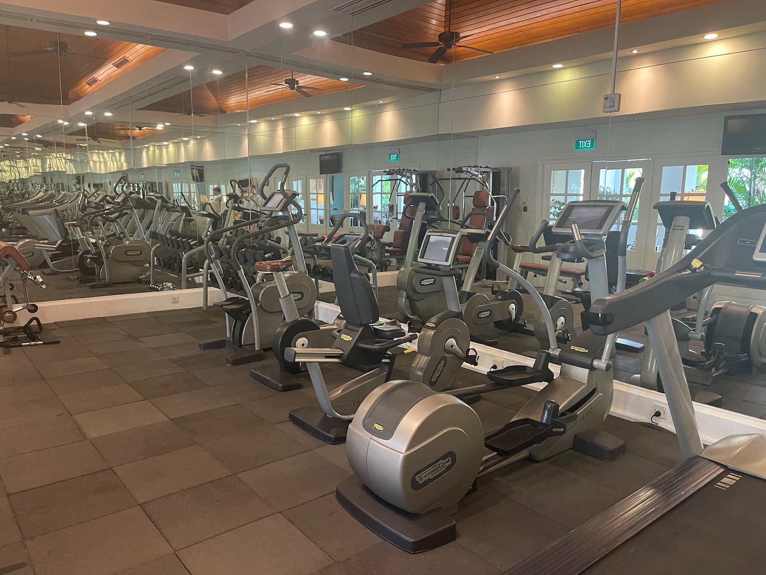 a room with exercise machines