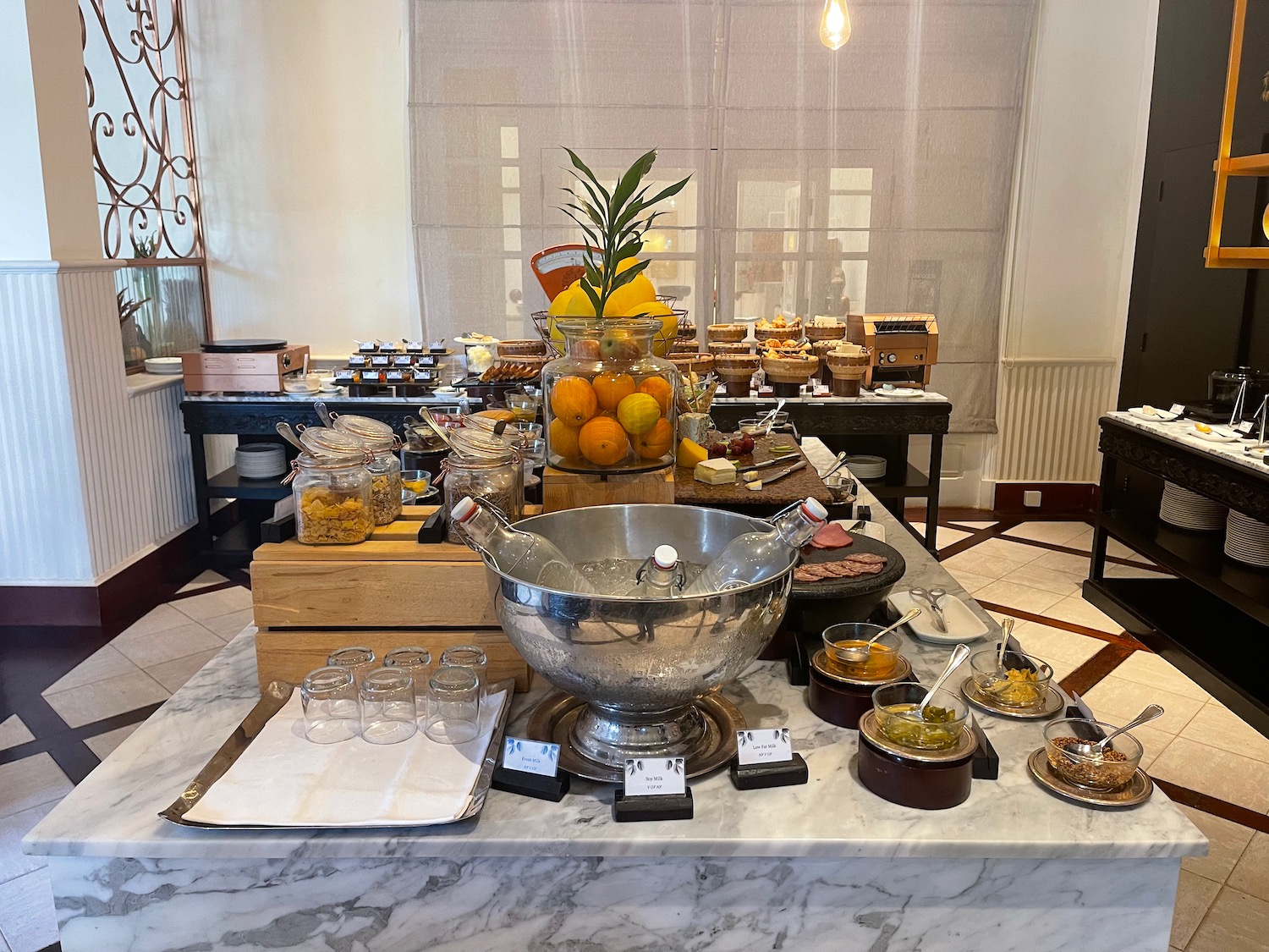 a table with food items on it