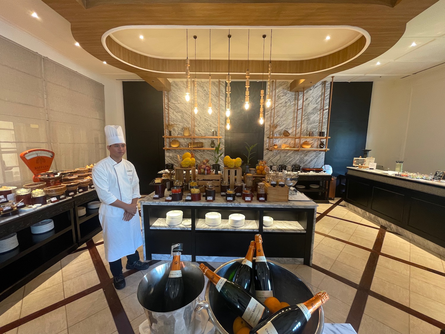 a chef standing in a restaurant