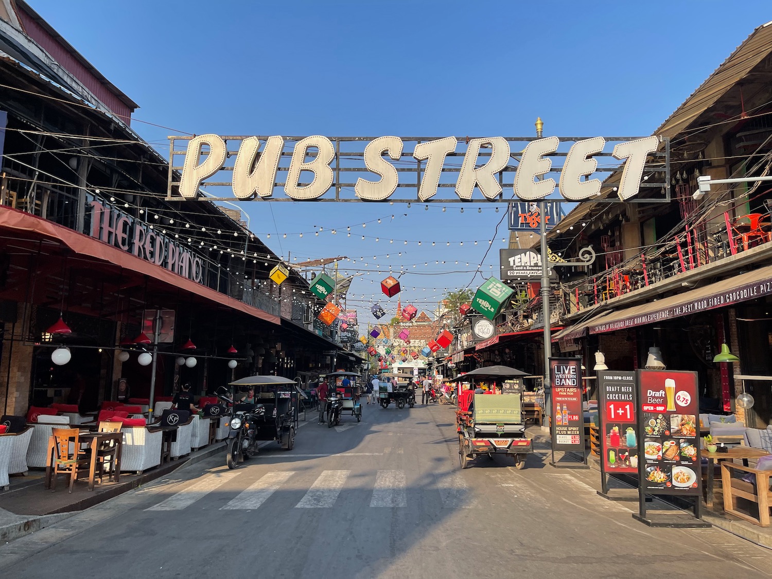 a street with a sign over it