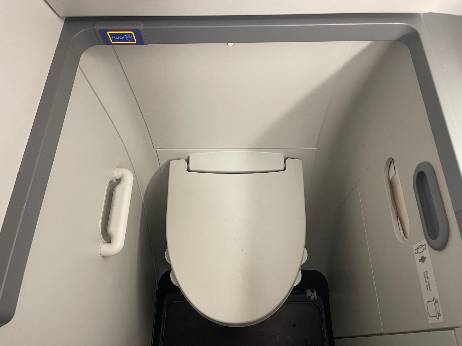 a toilet in a plane