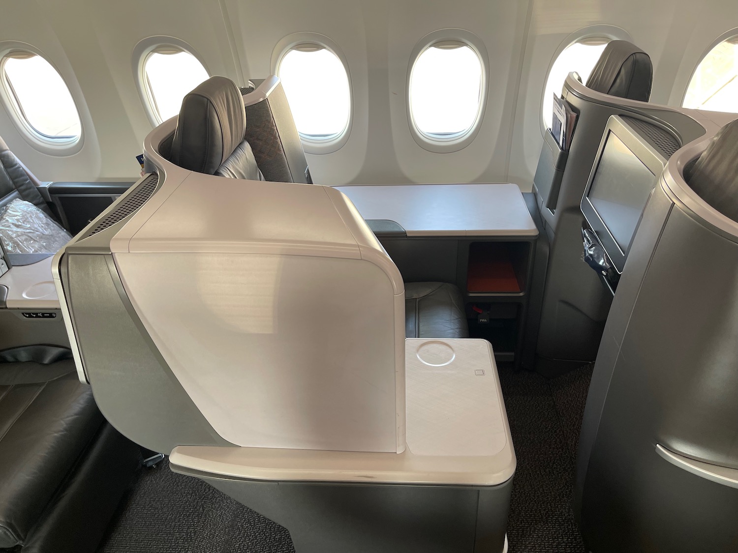 a seat in an airplane