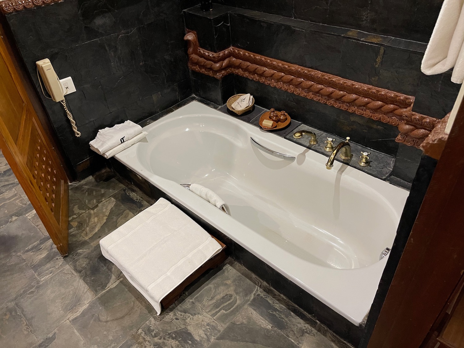 a bathtub in a bathroom