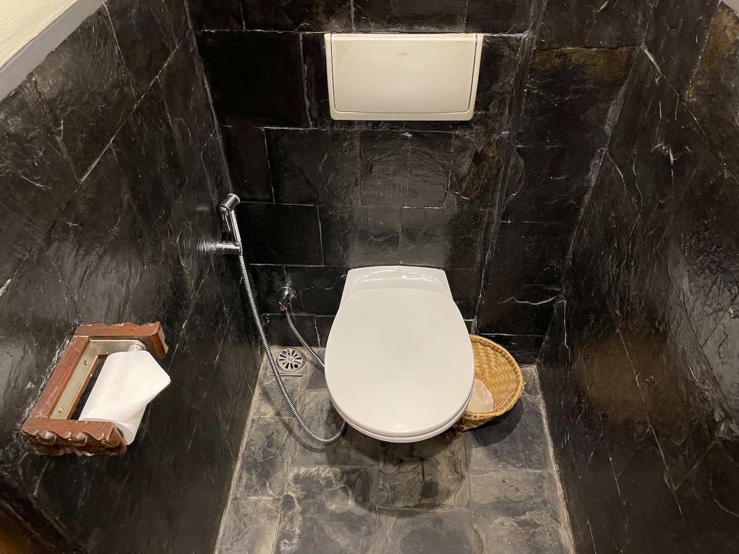 a toilet in a bathroom