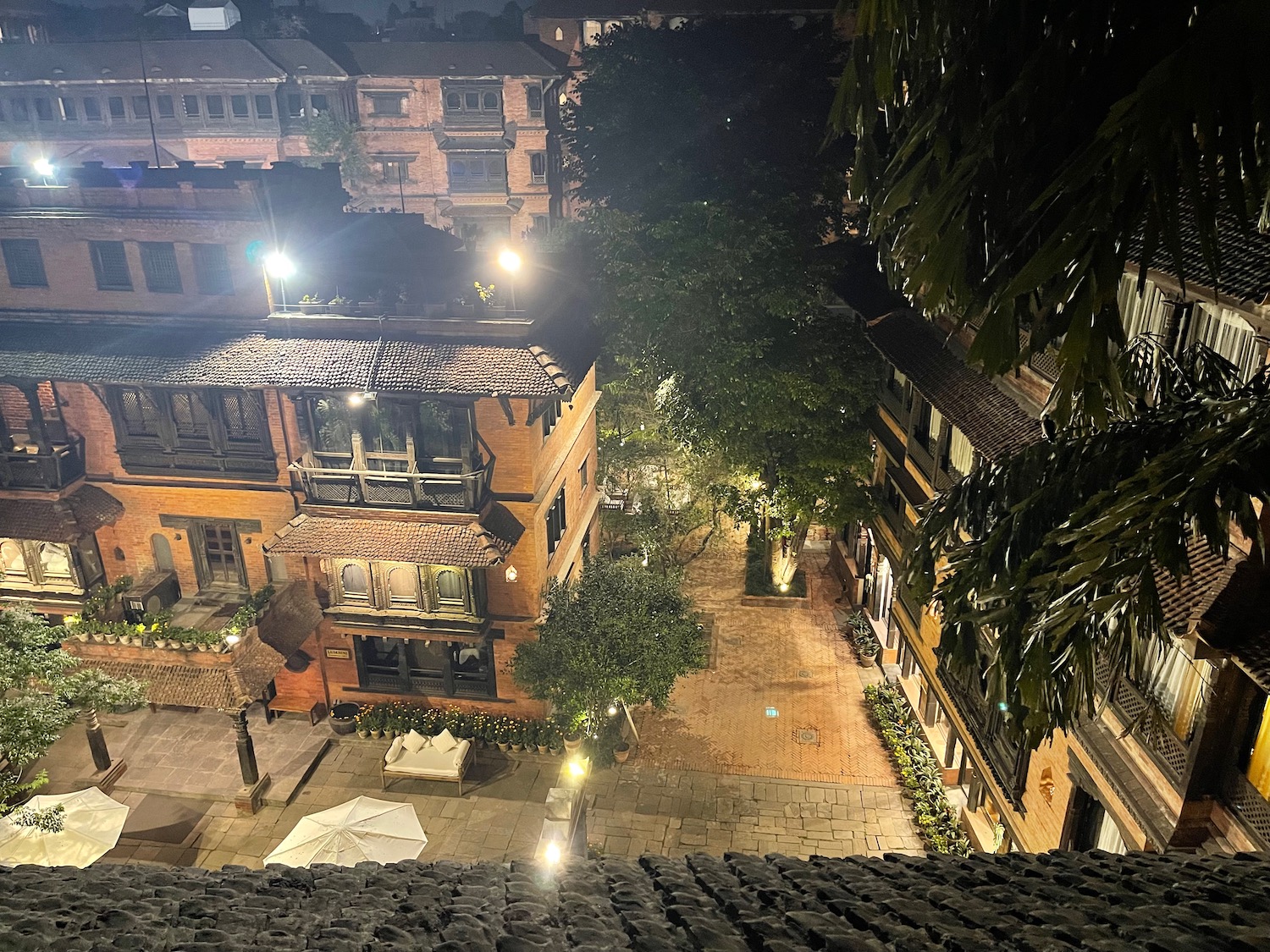 a view of a street from a roof of a building