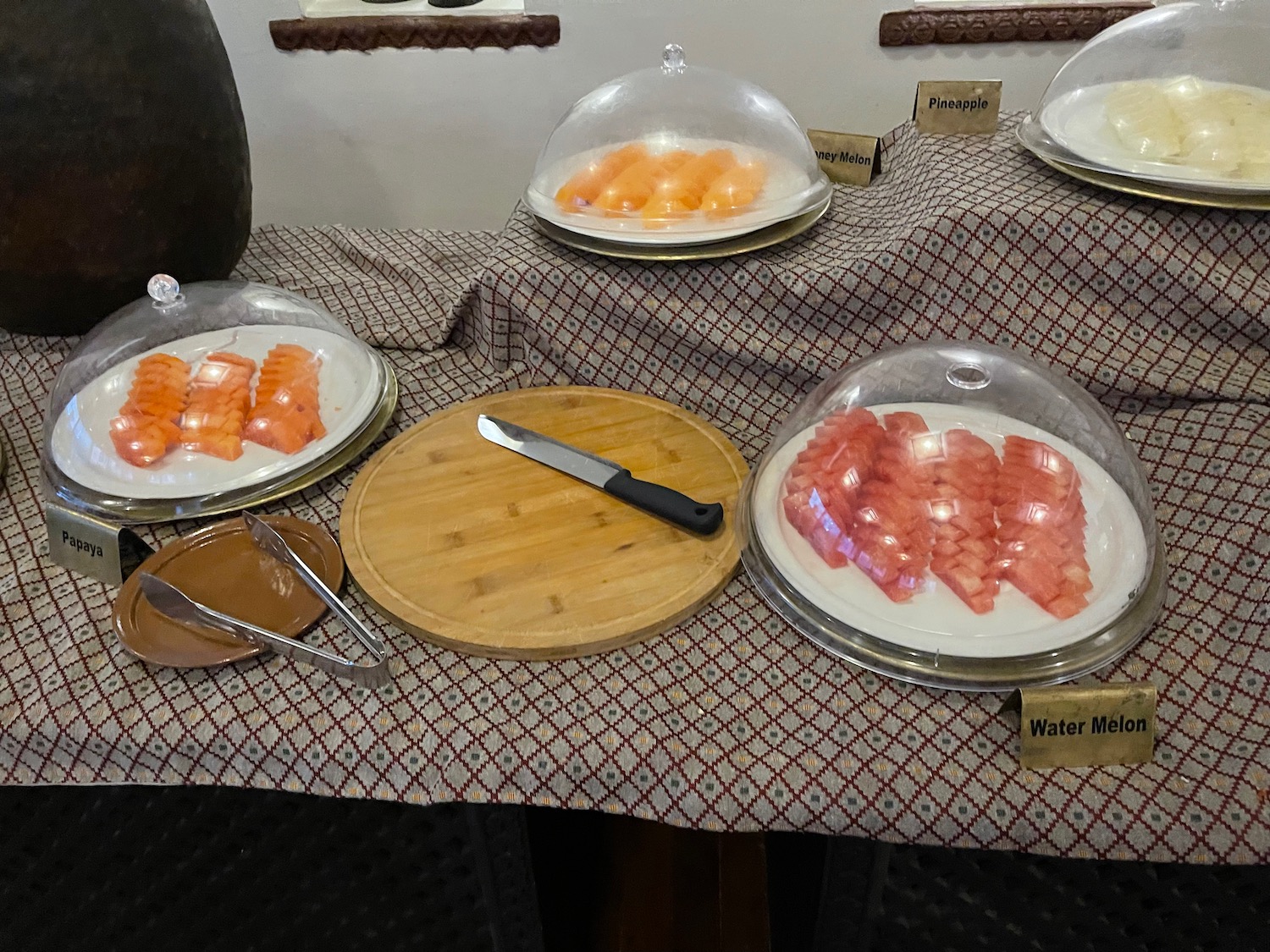 a table with plates of food