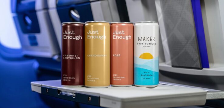 United Airlines Wine cans