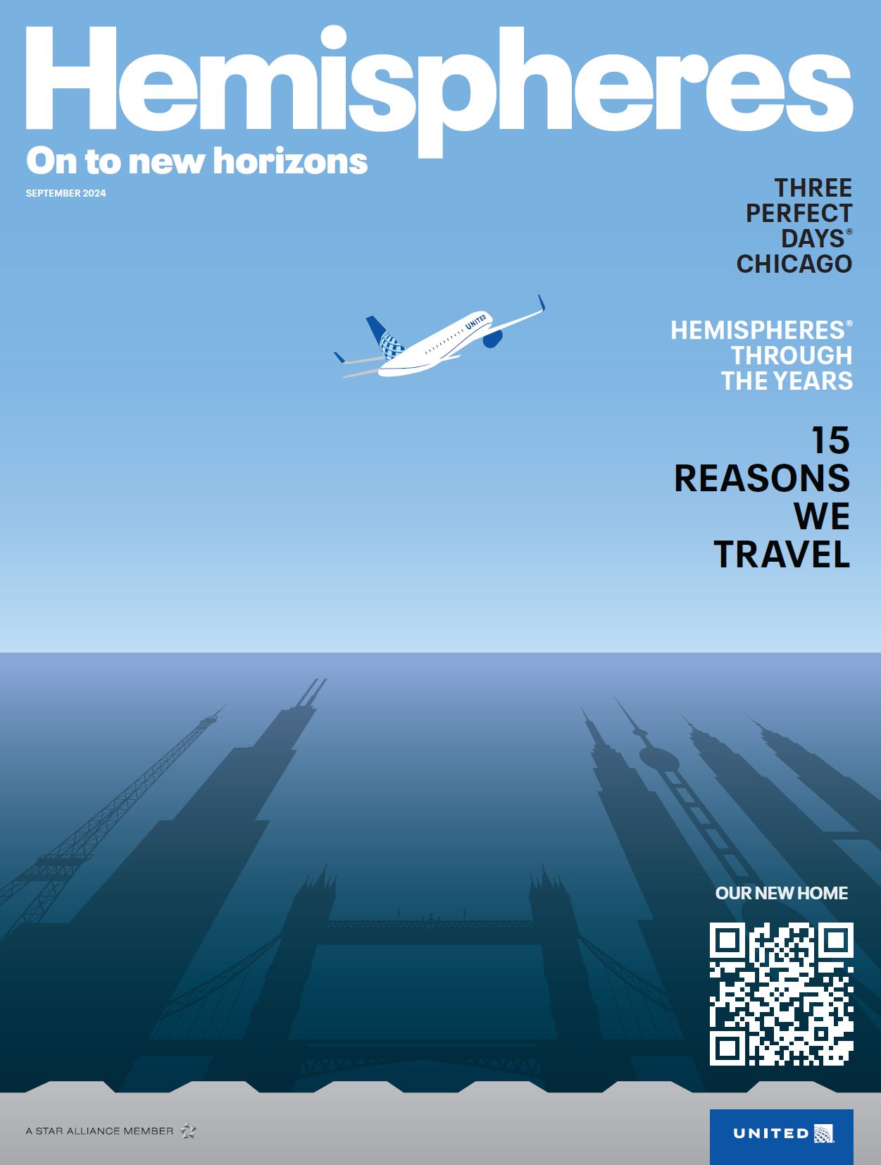 a magazine cover with a plane flying over water