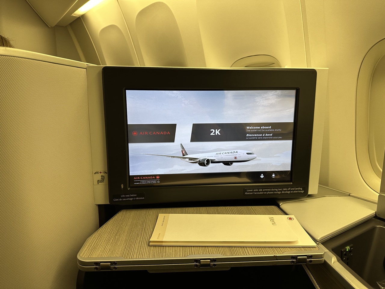 air canada business class 777 IFE screen